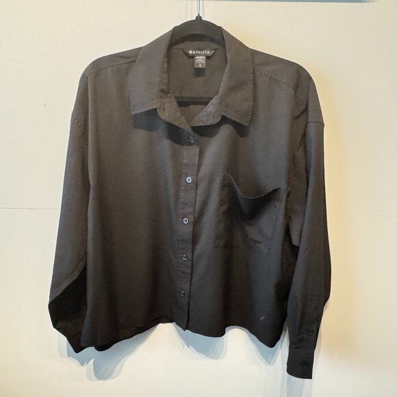 Athleta Cropped Stretch Tech Top in Black - Picture 3 of 7